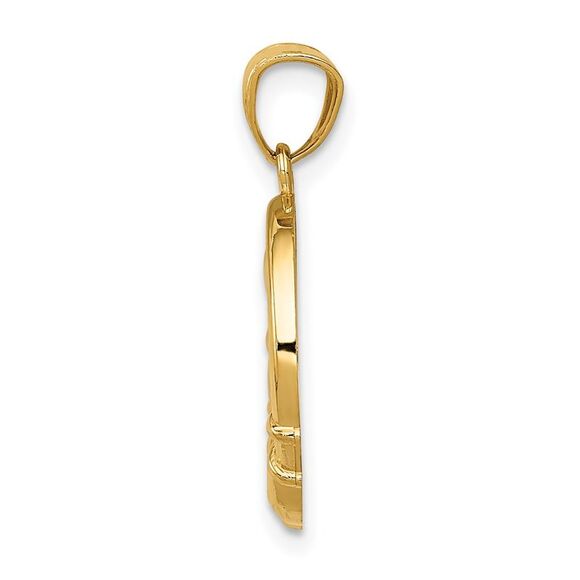14k Yellow Gold Rhodium-plated Shamrock & Claddagh Pendant